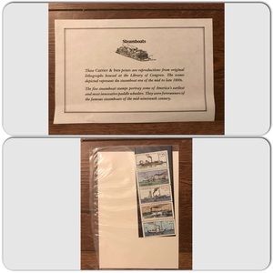 SCOTTS #2405-2409 4 lithographs & booklet pane of 5 steamboat stamps